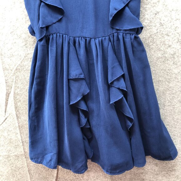 BCBG Girls Size 12 Sleeveless Ruffle Dress Blue A-Line Party Formal - Picture 4 of 8